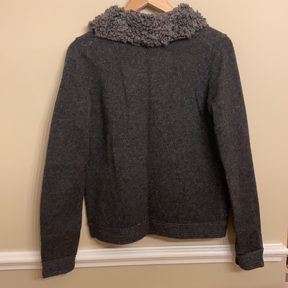 Gap Charcoal Cardigan Sweater with Boucle Collar - Size M - Picture 2 of 2